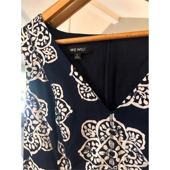 Nine West Size 14 Fit and Flare Dress Blue/White - Picture 3 of 3